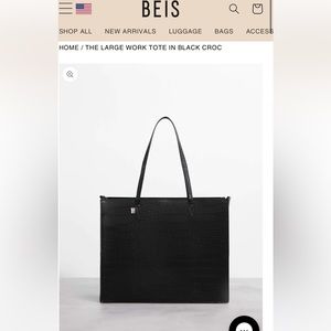 The Work Tote in Black Croc NEW WITH TAG